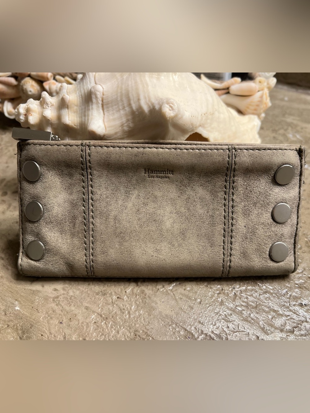 Hammitt Los Angeles 110 North Slim Leather Wallet - Distressed Pewter Grey